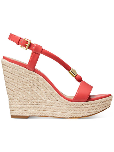 MICHAEL MICHAEL KORS Womens Coral 1-1/2" Platform Wishbone Strap Padded Annie Round Toe Wedge Buckle Espadrille Shoes 10 M