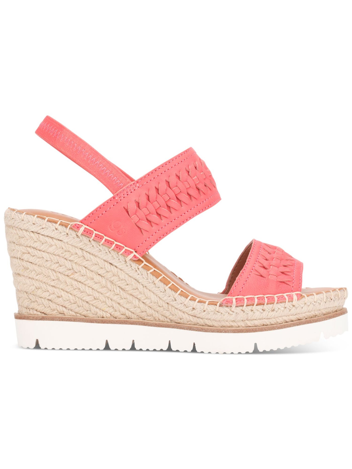 GENTLE SOULS KENNETH COLE Womens Coral Padded Woven 1-1/2" Platform Braided Stretch Elyssa Round Toe Wedge Slip On Leather Slingback Sandal 7