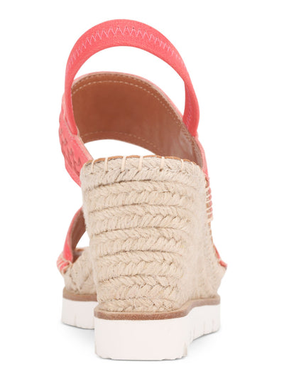 GENTLE SOULS KENNETH COLE Womens Coral Padded Woven 1-1/2" Platform Braided Stretch Elyssa Round Toe Wedge Slip On Leather Slingback Sandal 7