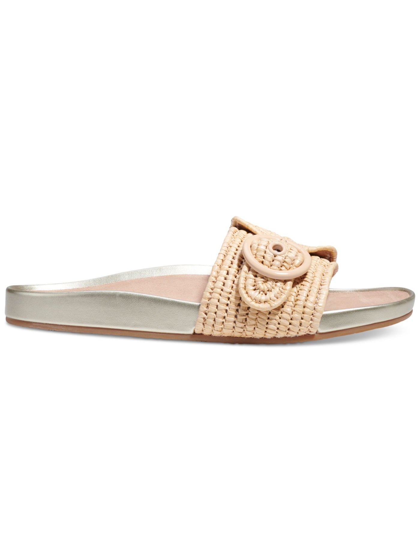 KATE SPADE NEW YORK Womens Beige Raffia Woven Buckle Accent Maribelle Round Toe Slip On Sandals Shoes 5.5 B