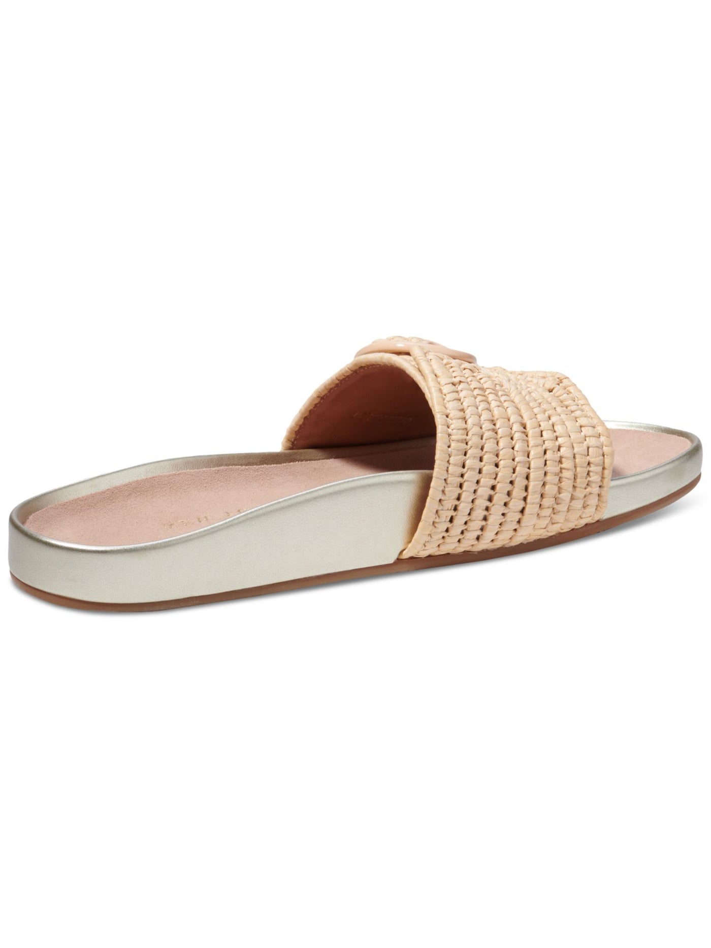 KATE SPADE NEW YORK Womens Beige Raffia Woven Buckle Accent Maribelle Round Toe Slip On Sandals Shoes 5.5 B