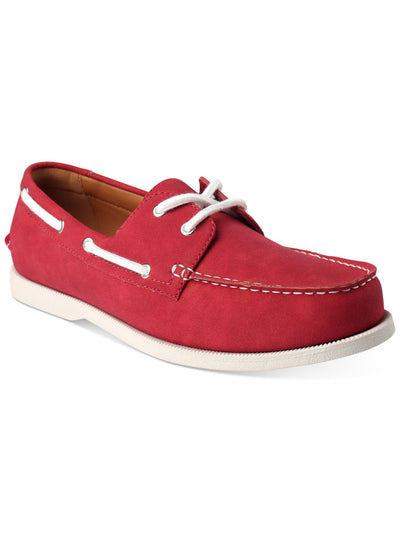 CLUBROOM Mens Red Comfort Elliot Round Toe Lace-Up Boat Shoes 13 M