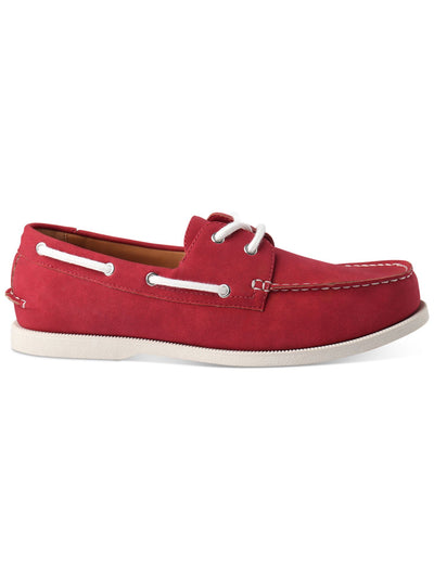 CLUBROOM Mens Red Comfort Elliot Round Toe Lace-Up Boat Shoes 9.5 M