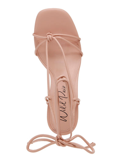 WILD PAIR Womens Nude Pink Slip Resistant Cushioned Strappy Santeago Square Toe Wedge Lace-Up Dress Heeled Thong Sandals 6.5 M