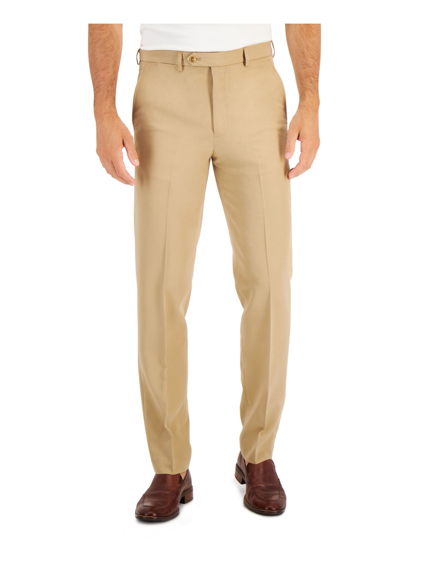 NAUTICA Mens Beige Flat Front, Straight Leg Regular Fit Pants W40/ L32