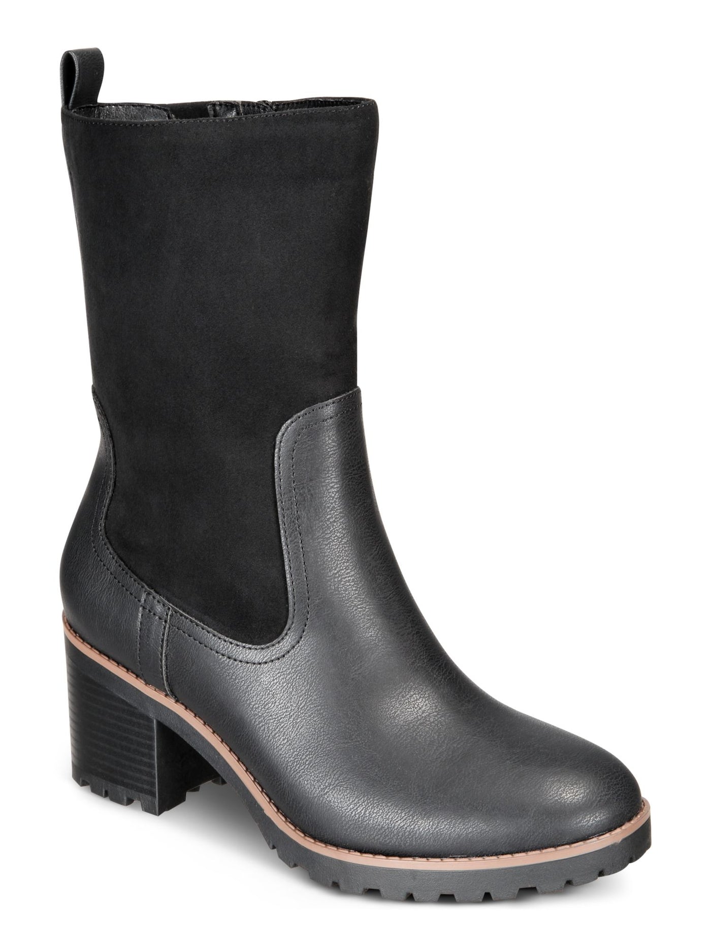 STYLE & COMPANY Womens Black Cushioned Skylarr Round Toe Block Heel Zip-Up Heeled Boots 7 M