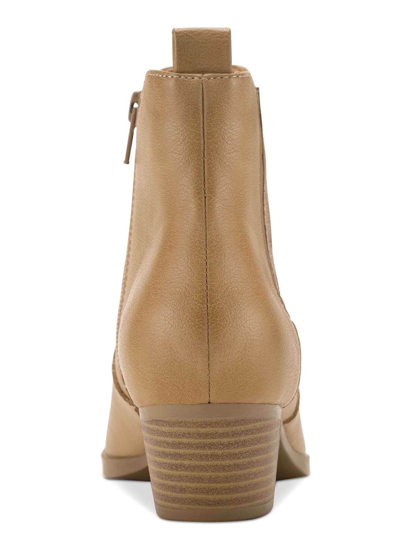 SUN STONE Womens Tan Beige Goring Cushioned Grangerr Pointed Toe Block Heel Zip-Up Booties 8 M