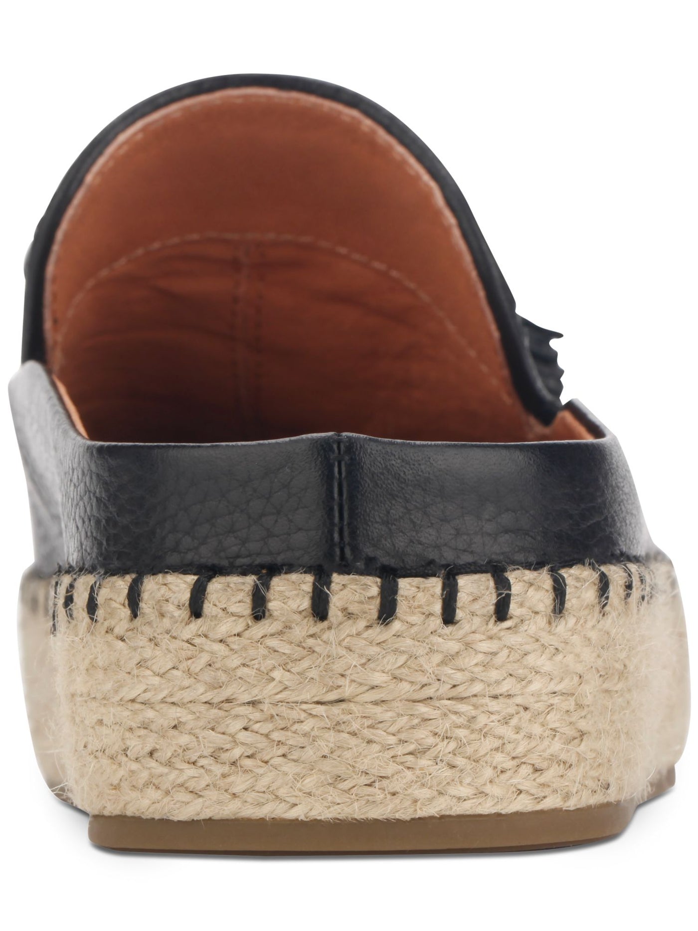 GENTLE SOULS KENNETH COLE Womens Black Cushioned Espadrille Heel Woven Tasseled Rory Round Toe Platform Slip On Leather Clogs Shoes 5