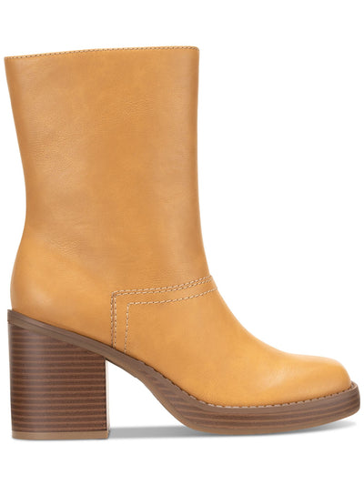 SUN STONE Womens Brown Denverrp Square Toe Block Heel Zip-Up Heeled Boots 9 M