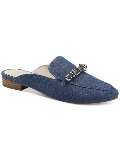 CHARTER CLUB Womens Denim Blue Chain Detail At Vamp Padded Kari Round Toe Block Heel Slip On Mules 9.5 M