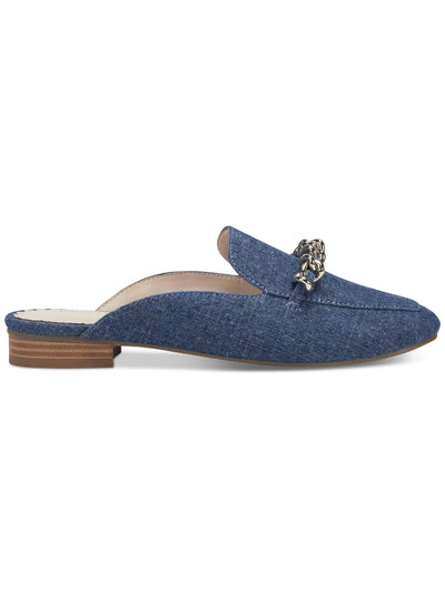 CHARTER CLUB Womens Denim Blue Chain Detail At Vamp Padded Kari Round Toe Block Heel Slip On Mules 9.5 M