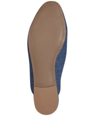 CHARTER CLUB Womens Denim Blue Chain Detail At Vamp Padded Kari Round Toe Block Heel Slip On Mules M