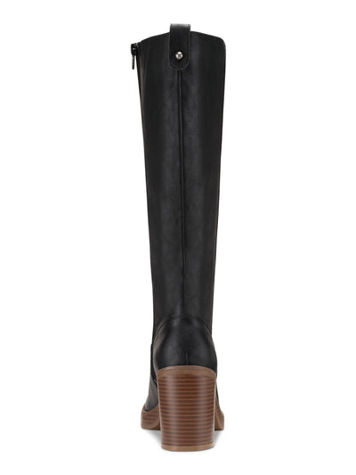 SUN STONE Womens Black Aiimee Round Toe Block Heel Zip-Up Riding Boot 8 M