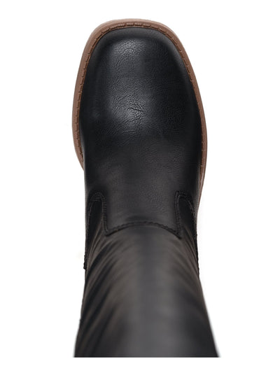 SUN STONE Womens Black Aiimee Round Toe Block Heel Zip-Up Riding Boot 5 M