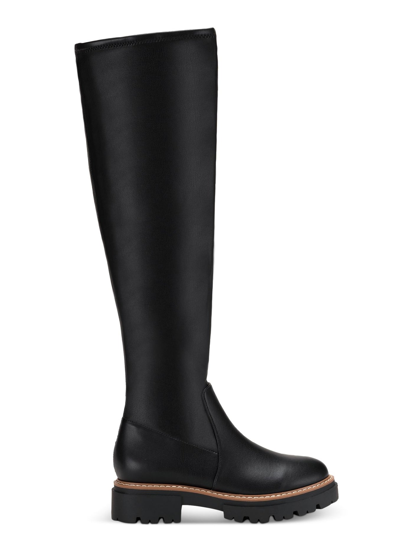 SUN STONE Womens Black Comfort Jacksonn Round Toe Block Heel Zip-Up Riding Boot 7 M