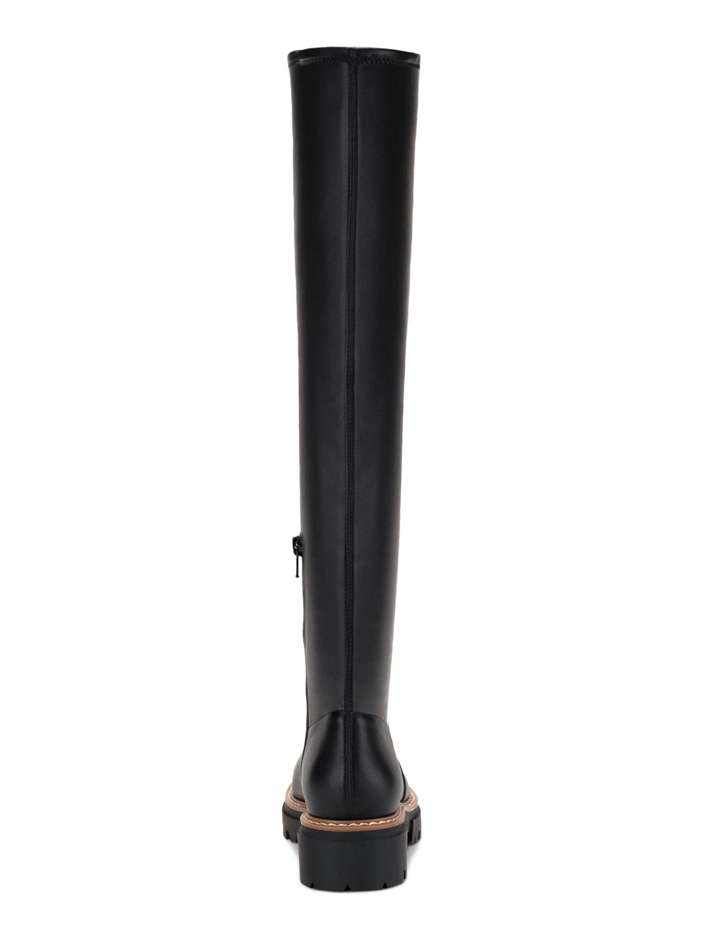 SUN STONE Womens Black Comfort Jacksonn Round Toe Block Heel Zip-Up Riding Boot 6.5 M