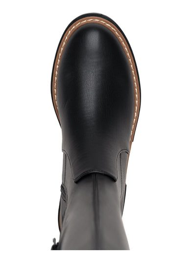 SUN STONE Womens Black Comfort Jacksonn Round Toe Block Heel Zip-Up Riding Boot 5.5 M