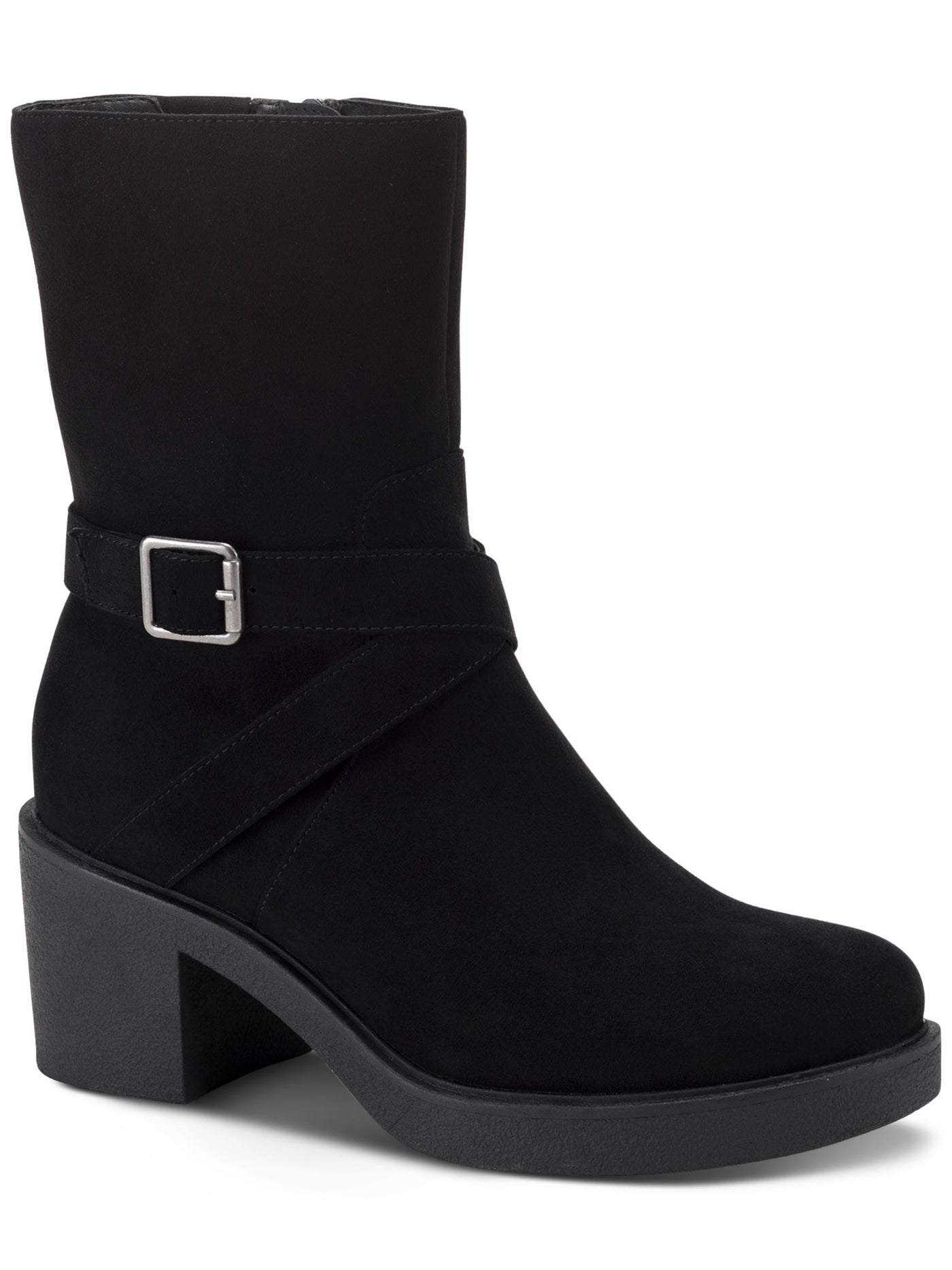 STYLE & COMPANY Womens Black Buckle Accent Comfort Bessiee Round Toe Block Heel Zip-Up Booties 7.5 M