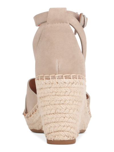 GENTLE SOULS KENNETH COLE Womens Beige Adjustable Ankle Strap Charli Peep Toe Wedge Buckle Leather Espadrille Shoes 9.5 M