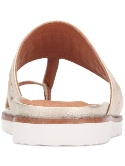 GENTLE SOULS KENNETH COLE Womens Ivory Mixed Media Toe Strap Padded Braided Lavern Round Toe Wedge Slip On Leather Thong Sandals Shoes 8 M