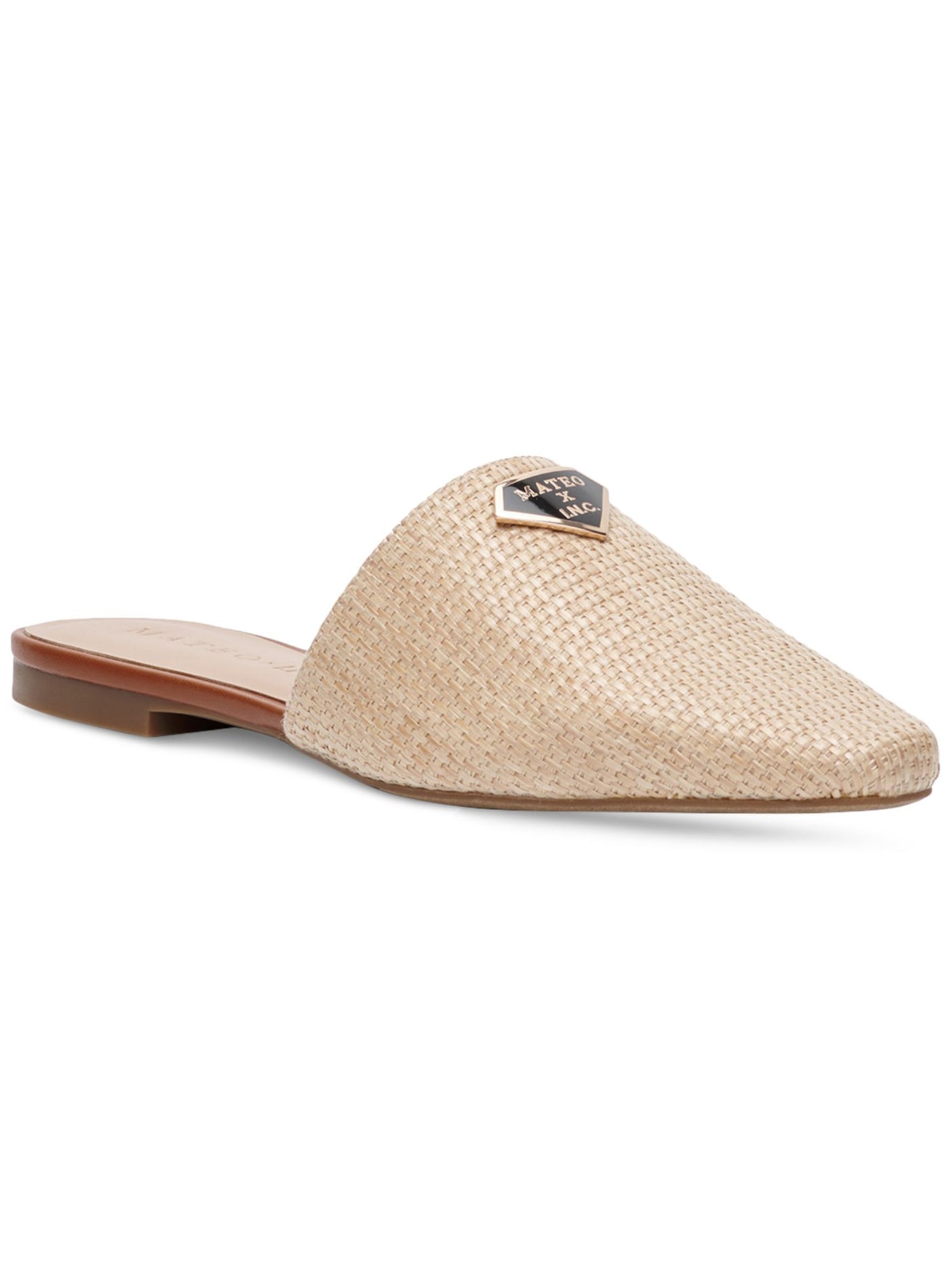 MATEO BY INC Womens Beige Woven Goring The Negril Square Toe Slip On Mules 11 M