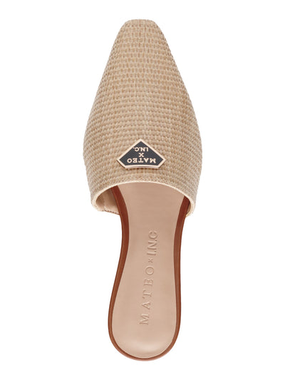 INC Womens Beige Woven Goring The Negril Square Toe Slip On Mules 6.5 M