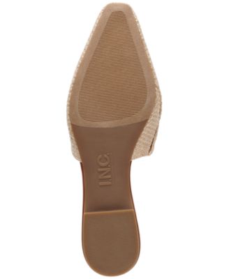 INC Womens Beige Woven Goring The Negril Square Toe Slip On Mules M