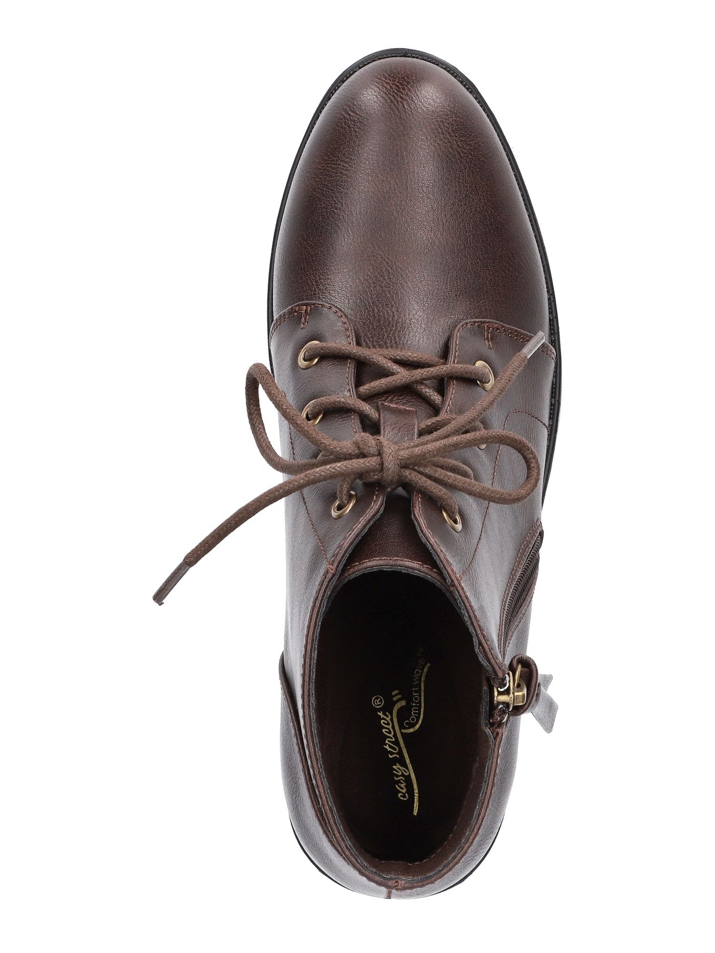 EASY STREET Womens Brown Lace Up Padded Becker Almond Toe Block Heel Zip-Up Booties 6.5 M