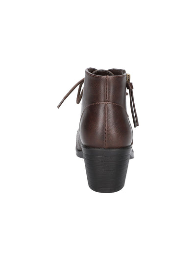 EASY STREET Womens Brown Lace Up Padded Becker Almond Toe Block Heel Zip-Up Booties 6.5 M
