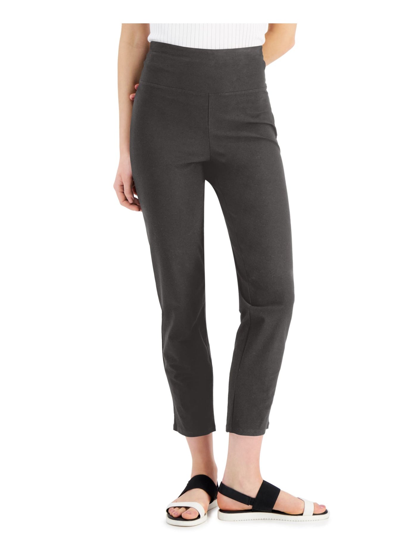 EILEEN FISHER PETITE Womens Gray Textured Wide Elastic Waist Pull On High Waist Pants Petites PP