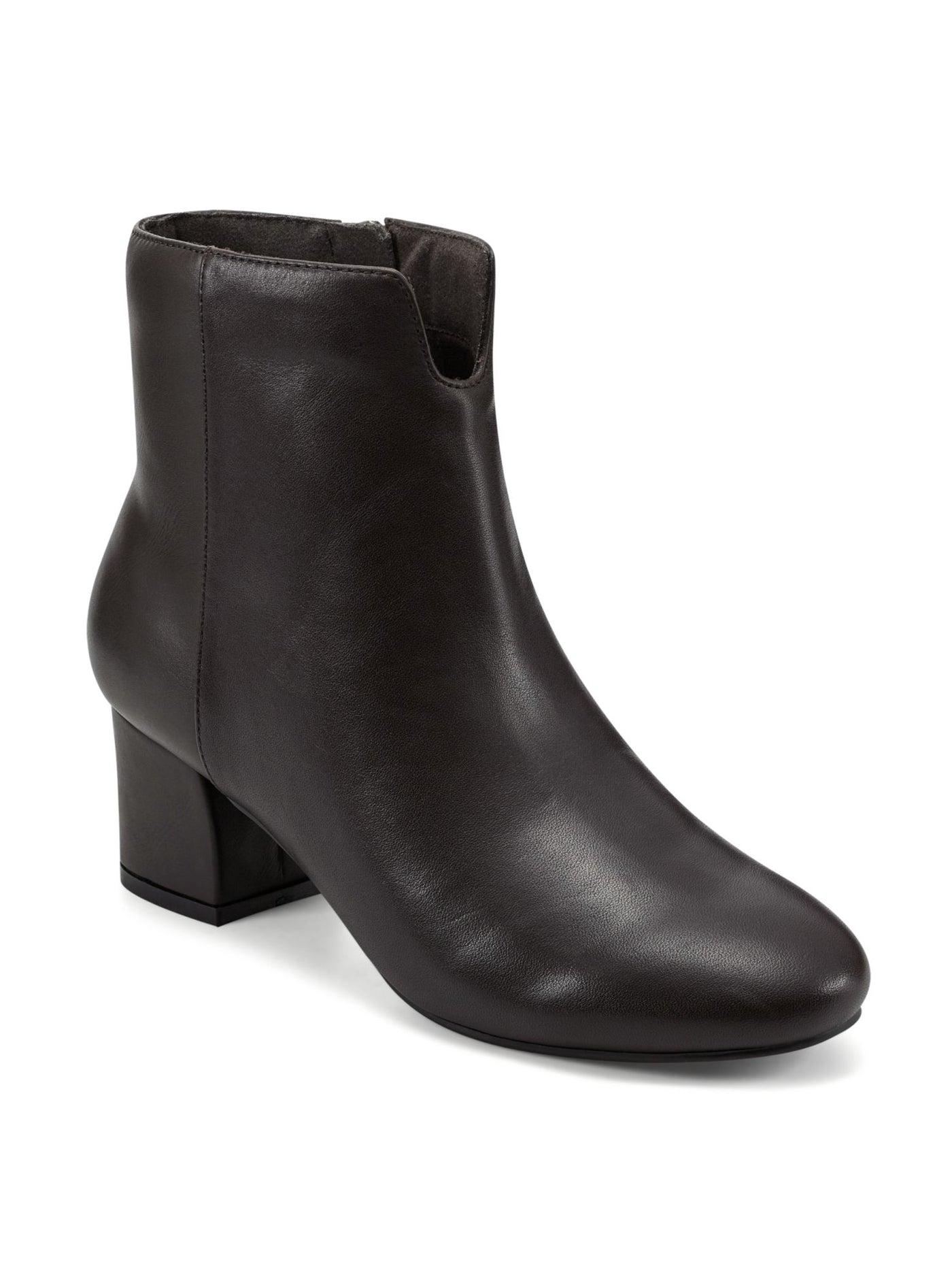 EASY SPIRIT Womens Black Cushioned Removable Insole Karen Almond Toe Block Heel Zip-Up Leather Booties 10 M