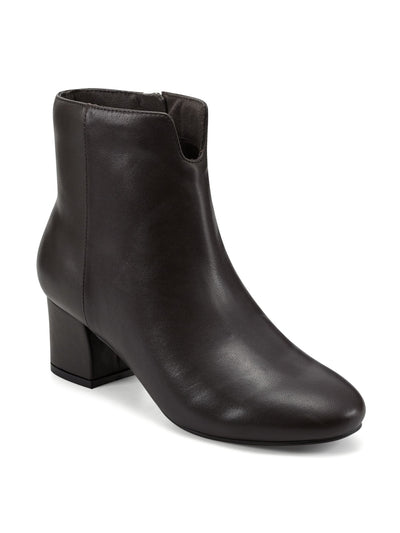 EASY SPIRIT Womens Black Cushioned Removable Insole Karen Almond Toe Block Heel Zip-Up Leather Booties 10 M