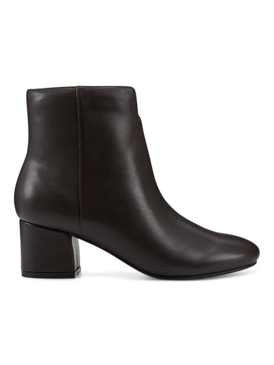 EASY SPIRIT Womens Black Cushioned Removable Insole Karen Almond Toe Block Heel Zip-Up Leather Booties 10 M