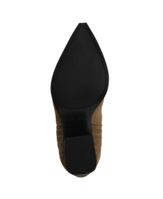 MARC FISHER Womens Brown Pull Tab Vented Front Goring Padded Maree Pointed Toe Block Heel Leather Dress Heeled Boots M