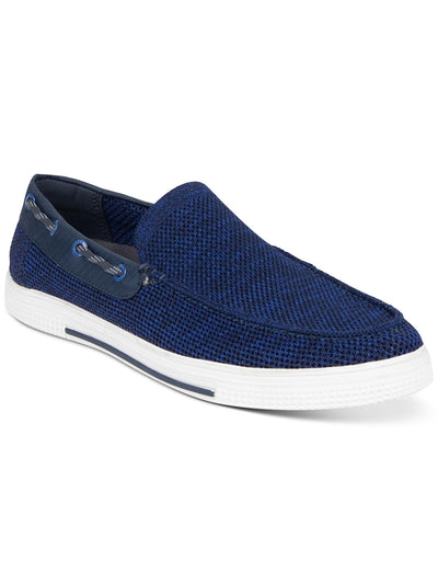 REACTION KENNETH COLE Mens Navy Heather Knit Moc Toe Cushioned Trace Round Toe Slip On Boat Shoes 12 M