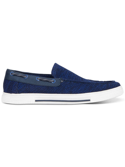 REACTION KENNETH COLE Mens Navy Heather Knit Moc Toe Cushioned Trace Round Toe Slip On Boat Shoes 12 M