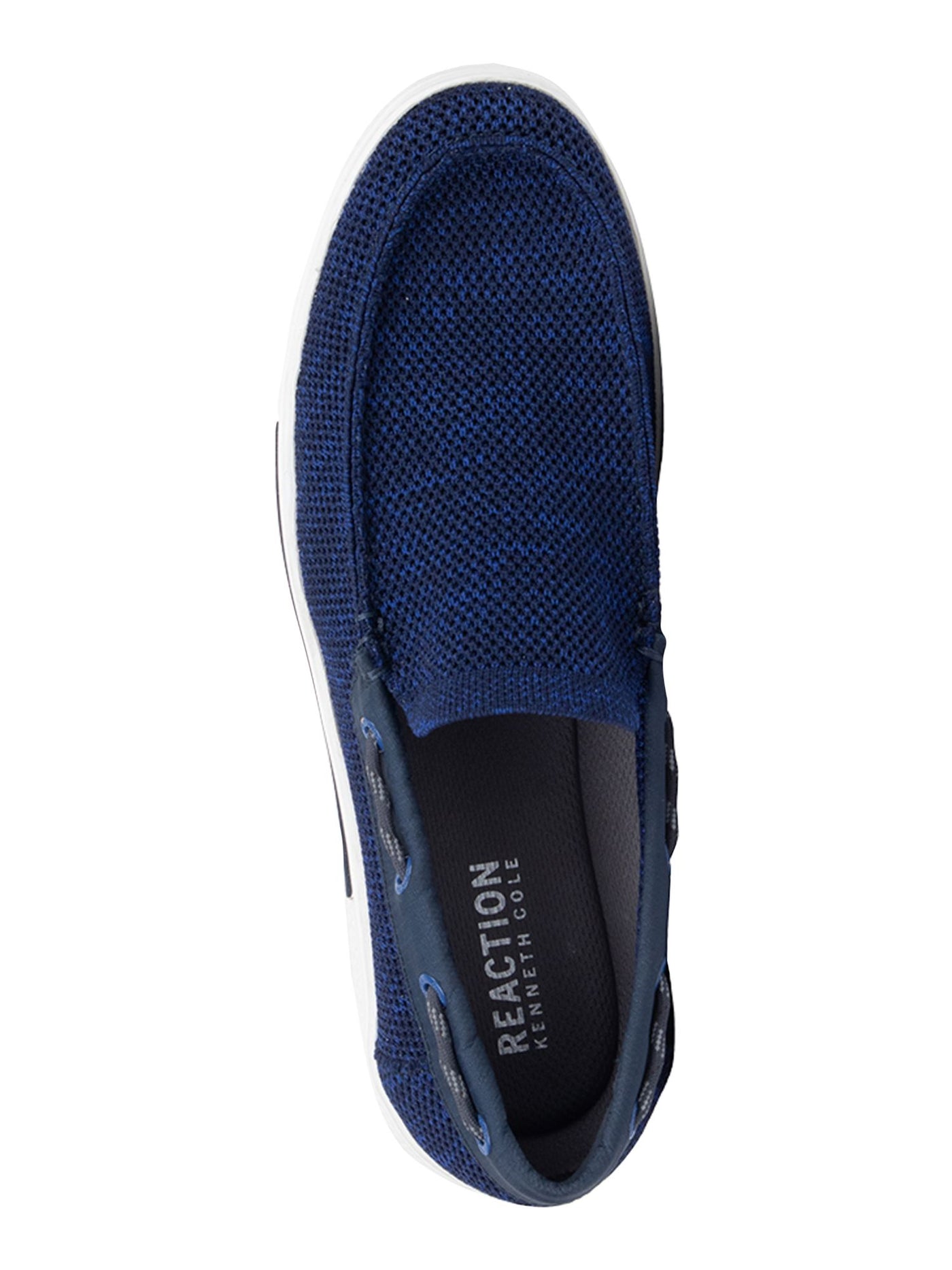 REACTION KENNETH COLE Mens Navy Heather Knit Moc Toe Cushioned Trace Round Toe Slip On Boat Shoes 12 M
