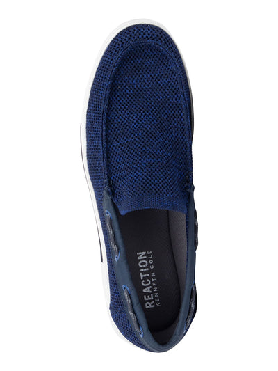 REACTION KENNETH COLE Mens Navy Heather Knit Moc Toe Cushioned Trace Round Toe Slip On Boat Shoes 12 M