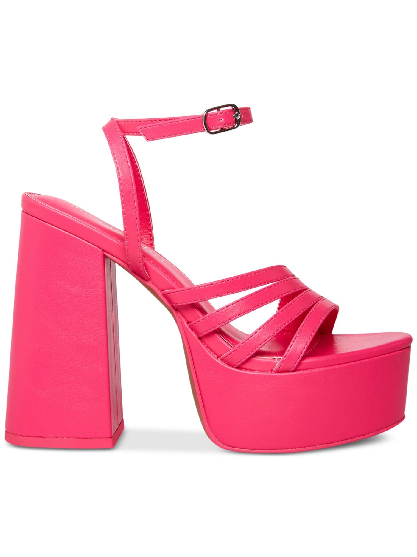 MADDEN GIRL Womens Pink 1-1/2" Platform Adjustable Ankle Strap Jadda Round Toe Block Heel Buckle Dress Heeled Sandal 10 M