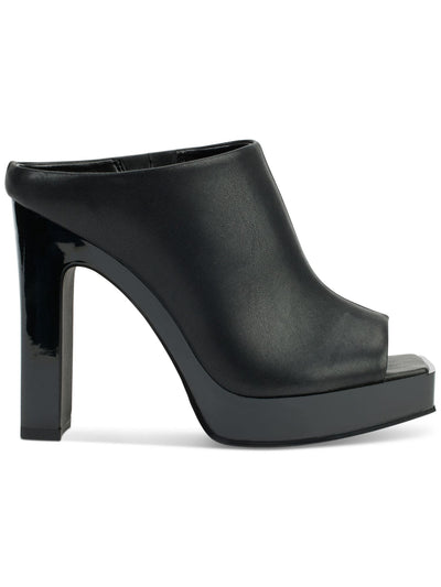 DKNY Womens Black 1" Platform Padded Goring Monoco Peep Toe Block Heel Slip On Heeled Mules Shoes 11 M