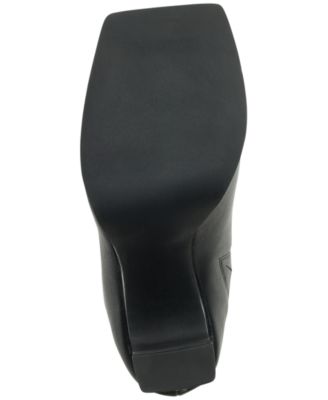 DKNY Womens Black 1" Platform Padded Goring Monoco Peep Toe Block Heel Slip On Heeled Mules Shoes M
