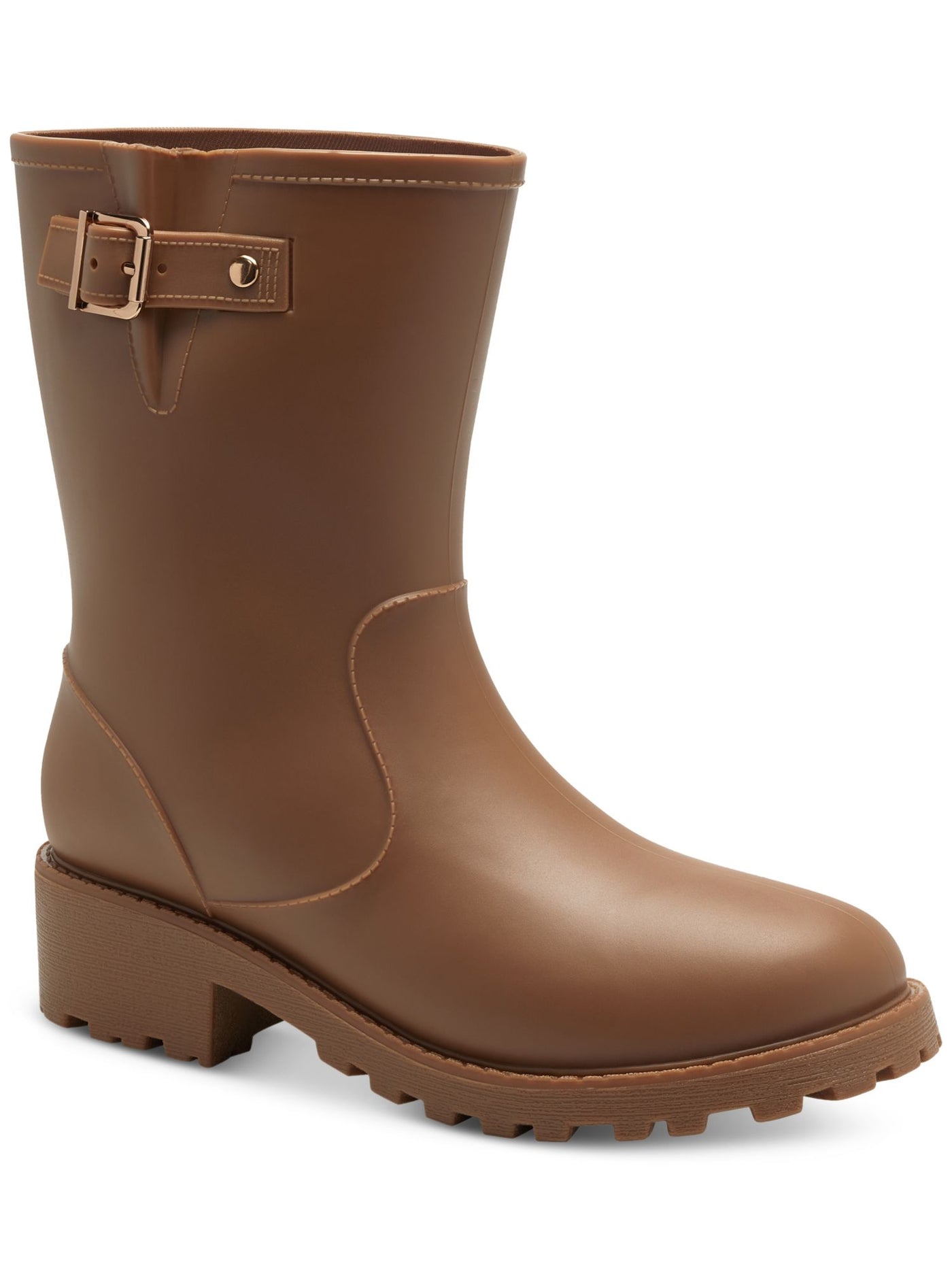 STYLE & COMPANY Womens Brown Lug Sole Removable Insole Buckle Accent Millyy Round Toe Block Heel Rain Boots 9 M