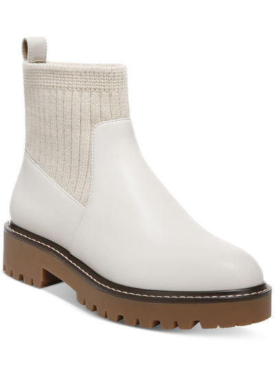 GIANI BERNINI Womens Cream Ivory Mixed Media Back Pull Tab Cushioned Slip Resistant Maxxine Round Toe Block Heel Booties 9 M