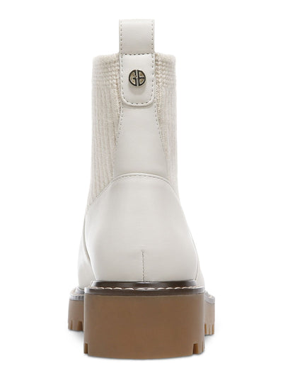 GIANI BERNINI Womens Cream Beige Mixed Media Back Pull Tab Cushioned Slip Resistant Maxxine Round Toe Block Heel Booties 6 M