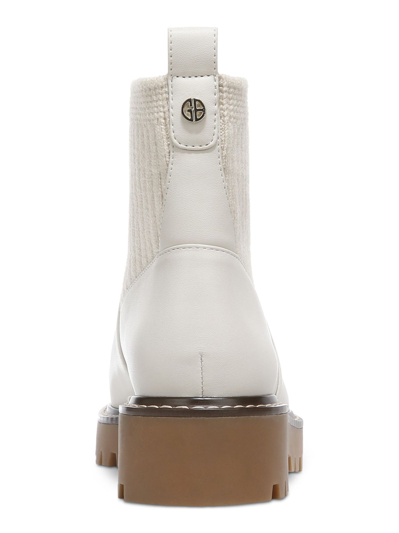 GIANI BERNINI Womens Cream Ivory Mixed Media Back Pull Tab Cushioned Slip Resistant Maxxine Round Toe Block Heel Booties 9 M