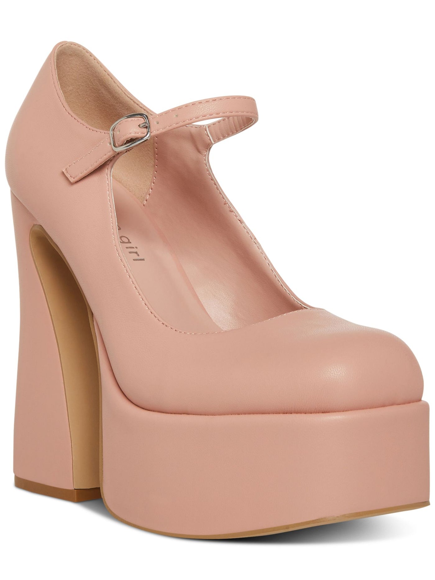 MADDEN GIRL Womens Pink 2 Inch Platform Padded Khloe Square Toe Sculpted Heel Buckle Dress Mary Jane 9 M