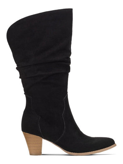 STYLE & COMPANY Womens Black Comfort Arlenee Almond Toe Block Heel Zip-Up Slouch Boot 7.5 M