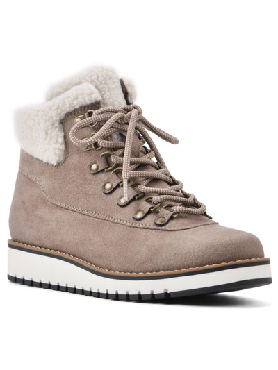 WHITE MOUNTAIN Womens Beige Water Resistant Round Toe Lace-Up Booties 9 M