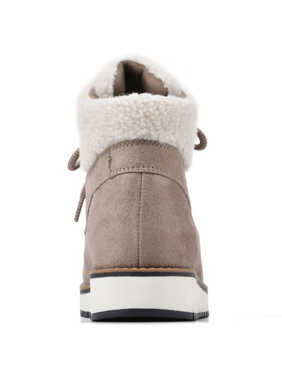 WHITE MOUNTAIN Womens Beige Water Resistant Round Toe Lace-Up Booties 9 M