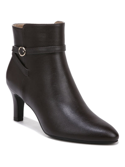 LIFE STRIDE Womens Black Buckled Faux Lizard Ankle Strap Accent Flex Sole Padded Treaded Guild Almond Toe Block Heel Zip-Up Dress Booties 6.5 M